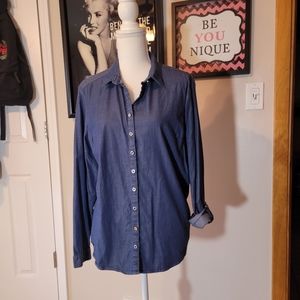 XL denim blue button up shirt NY & Co